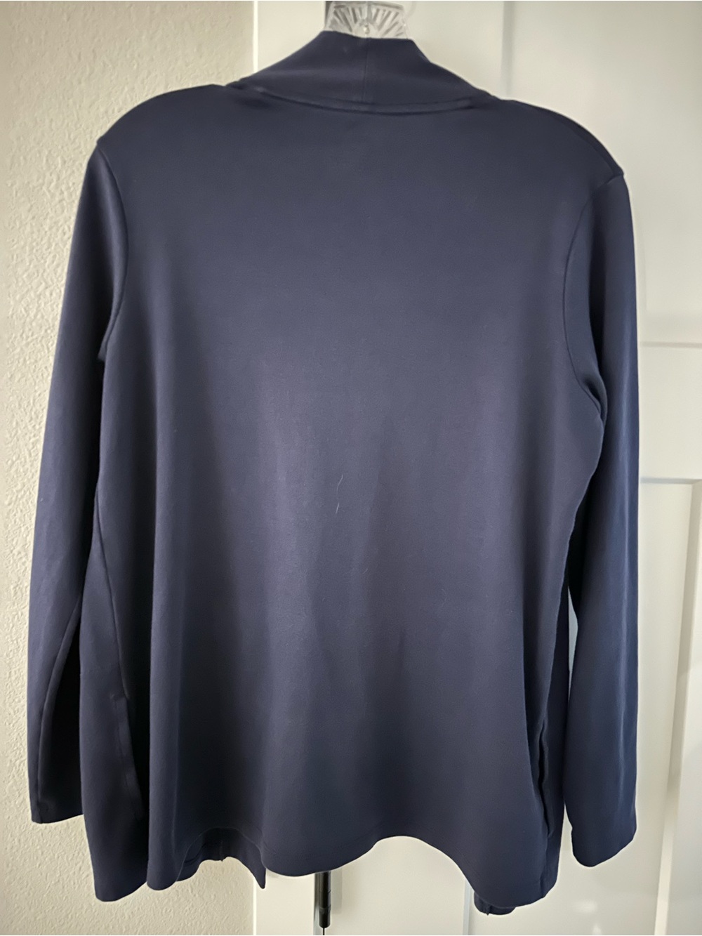 L.L. Bean Women's Navy Open-Front Blazer-Style Cardigan - Picture 3 of 5